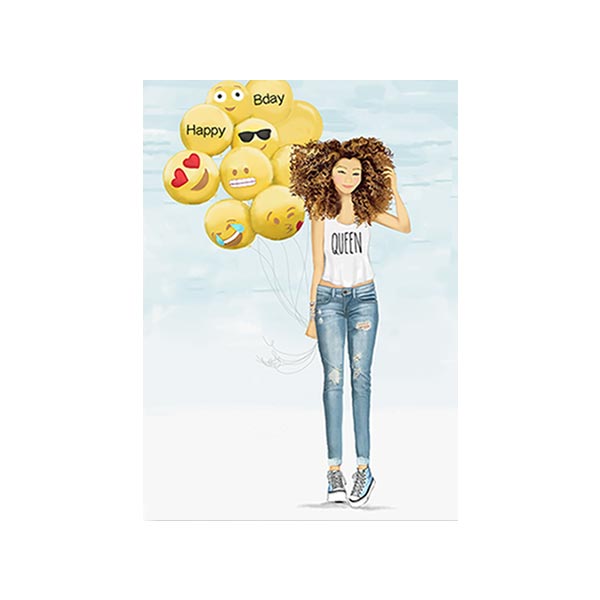 Bday Emojis Birthday Card featuring Multicultural and Black Artwork from Beyoutifully Brown