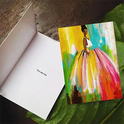 Colorful Greeting Card of woman with encouraging message 'you see me' inside