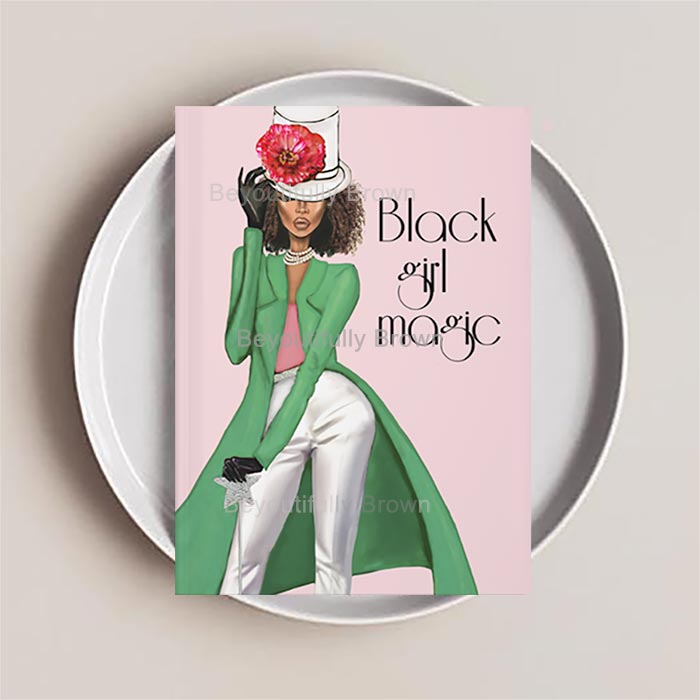 Black Girl Magic Journal Notebook in Pink and Green