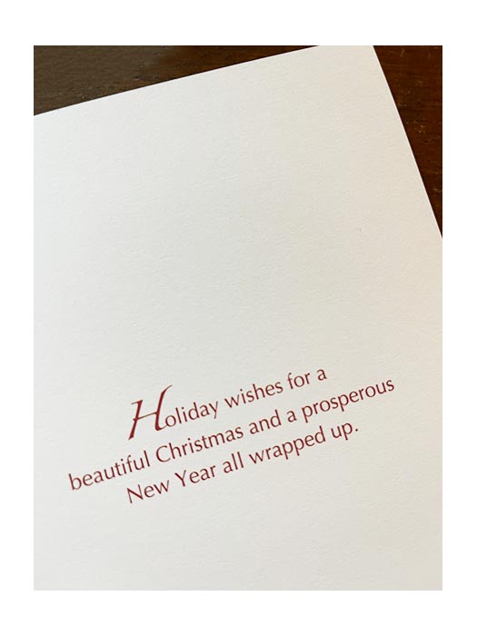 Gifted Christmas holiday greeting card inside message