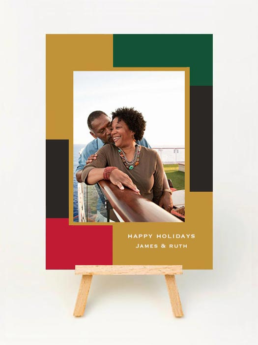 Photo Greeting Cards with Gold Blocks and Border