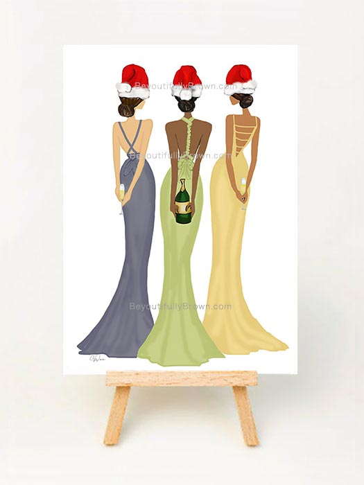 Holiday Toast - Multicultural, African American, Black Christmas Card