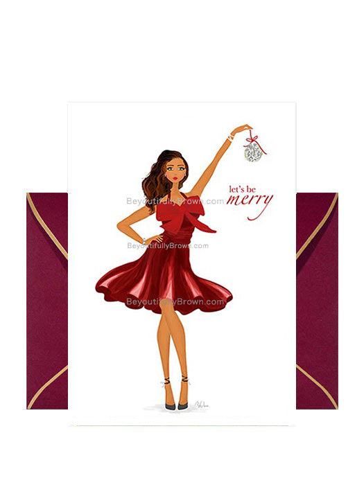 Let's Be Merry Multicultural, African American Christmas Card