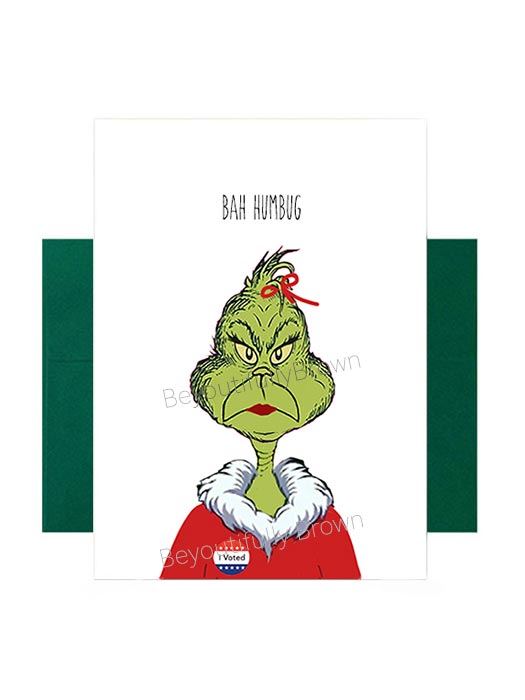Ms Grinchy Voter Holiday Card Set