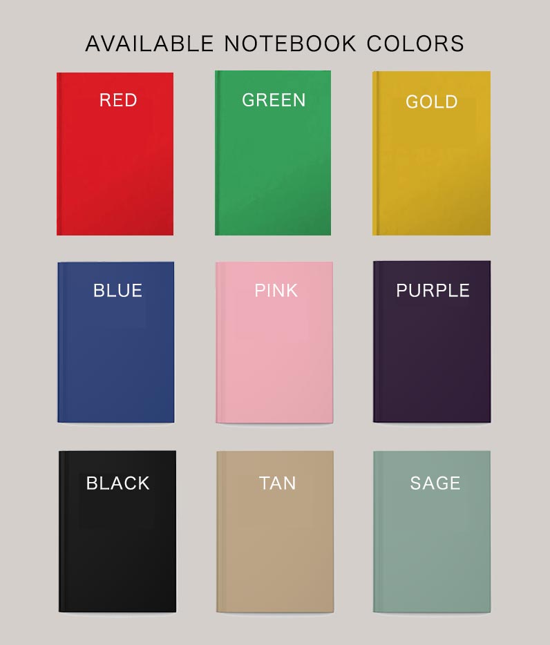 Available Colors for Hard Cover Statement Notebooks