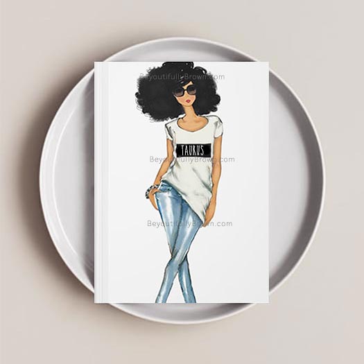 Multicultural, Ethnic, African American Taurus Tee Journal Notebook