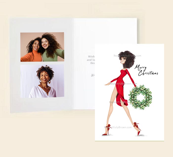 Wreath Walk in Red Custom Holiday Cards