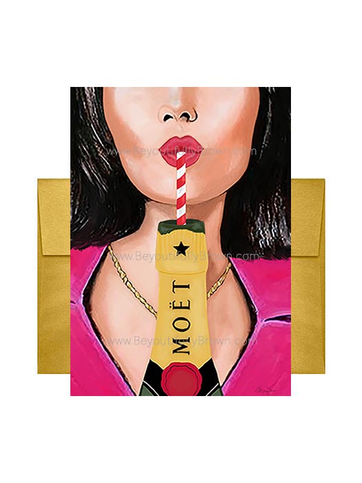 Drink Champagne Multicultural Celebration and Congrats Greeting Card