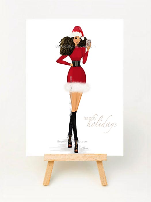 Holiday Selfie - Multicultural, African American, Black Christmas Card