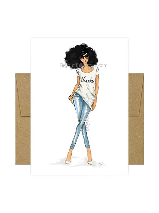 Multicultural, Ethnic, African American Greeting Card, Thanks Tee