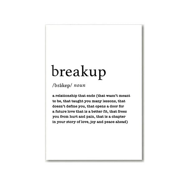 Greeting Card with definition of 'breakup' for support