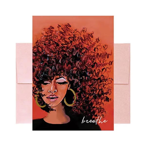 Encouragement Greeting Card with the word "breathe" on the cover