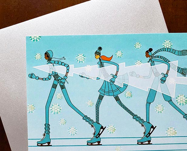 Ice Skaters Holiday Card Set