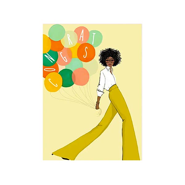 Congratulations Balloons Greeting Card from Beyoutifully Brown featuring Multicultural and Black Art