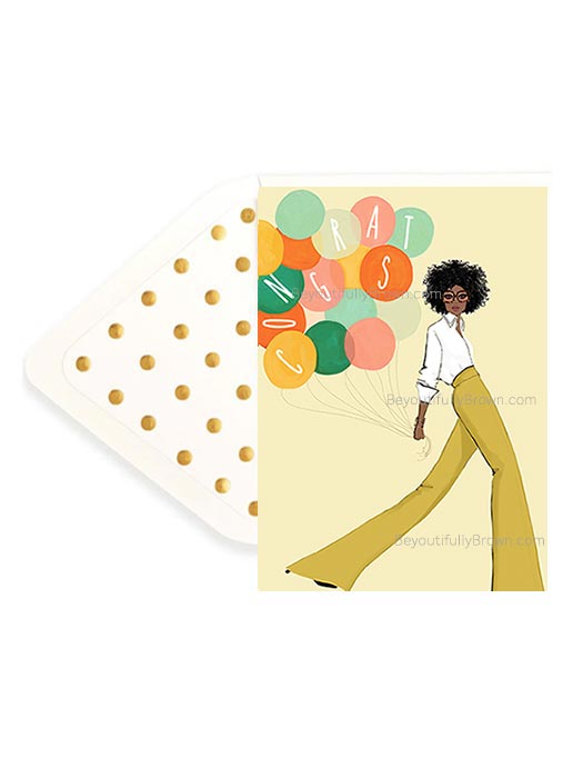 Congratulations Balloons Greeting Card - Multicultural, African American, Black