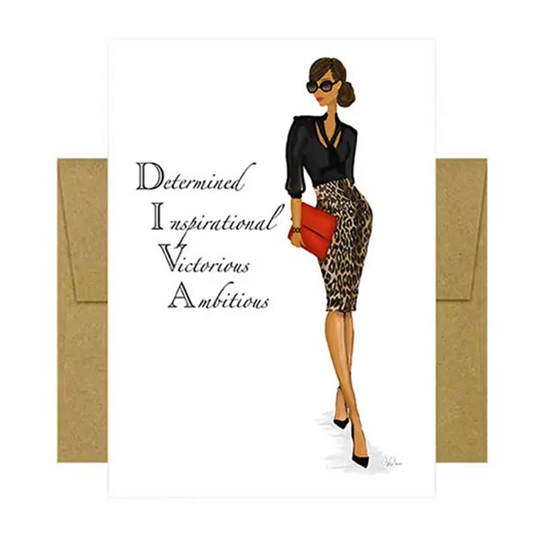Greeting Card with an uplifting definition of the word DIVA on the cover.