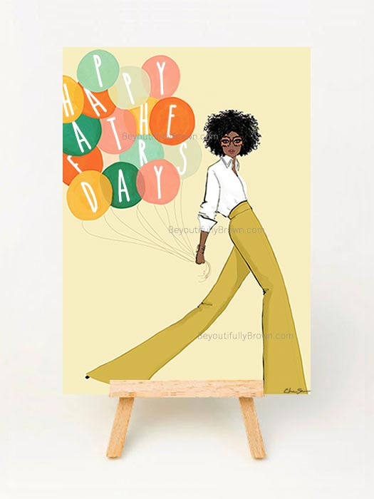 Father's Day Balloons Card - Multicultural, African American, Black