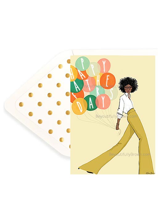 Father's Day Balloons Greeting Card - Multicultural, African American, Black