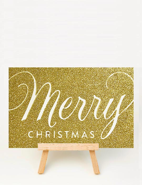 Golden Merry Christmas Holiday Card Set