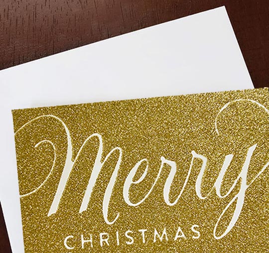 Golden Merry Christmas Holiday Card Set