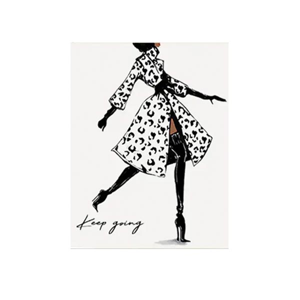 Greeting card with a woman walking and 'Keep going' text on the cover