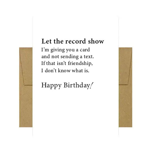 Let the Record Show Birthday Card