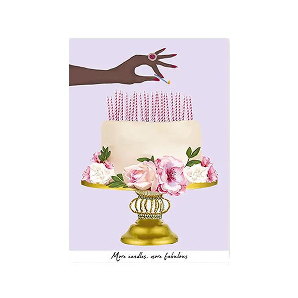 More Candles More Fabulous Birthday Card from Beyoutifully Brown featuring Multicultural and Black Art