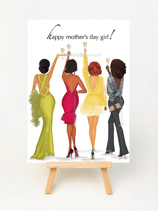 Multicultural, African American, Black Mother's Day Card, Cheers
