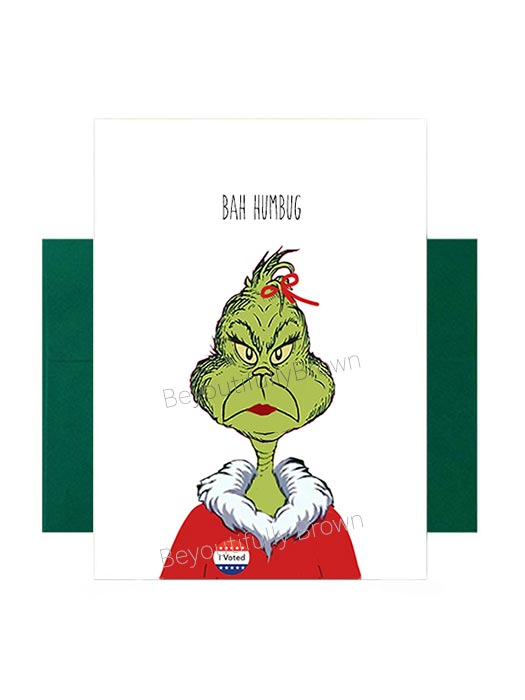 Ms Grinchy Voter Holiday Card Set