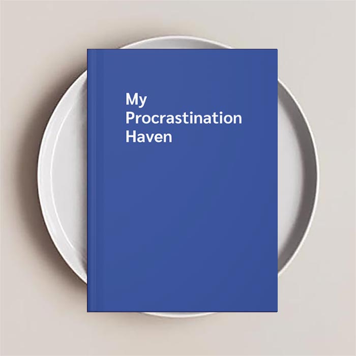 Journal Notebook with 'My Procrastination Haven' on the cover