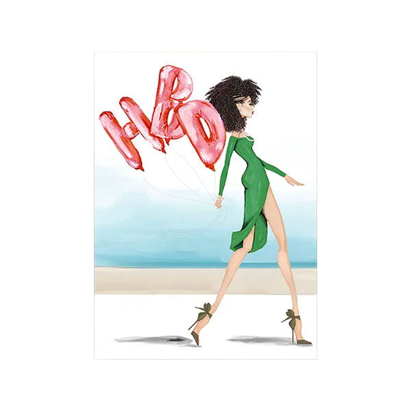 Pink and Green HBD Balloons Birthday Greeting Card