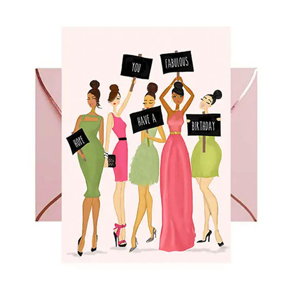 Pink & Green Birthday Signs Card