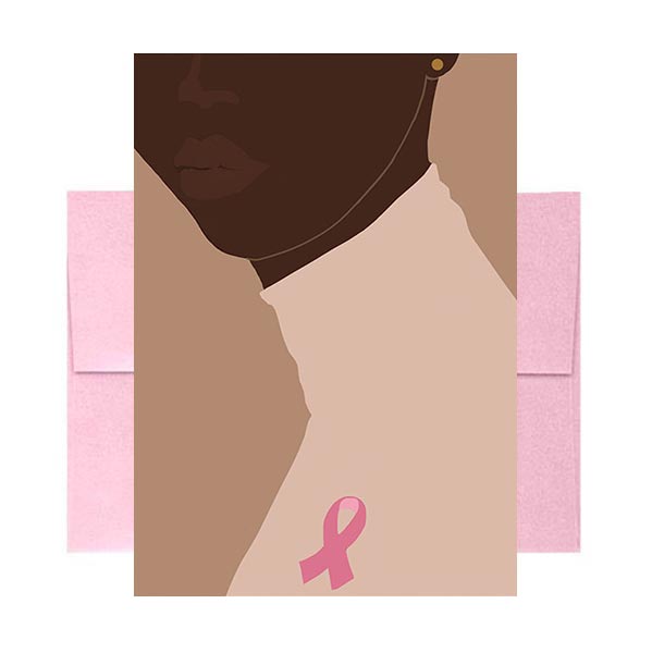 Pink Ribbon Greeting Card for Breast Cancer Support from Beyoutifully Brown
