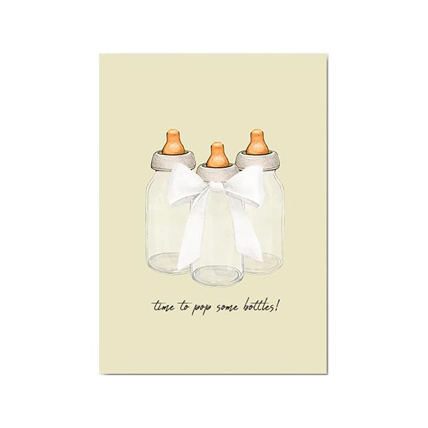 Pop Some Bottles Greeting Card from Beyoutifully Brown featuring baby bottles illustration
