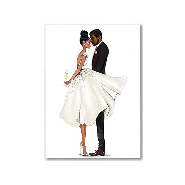 Greeting card with couple toasting to love