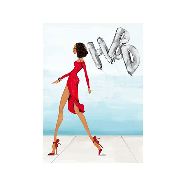 Red HBD Balloons Birthday Card
