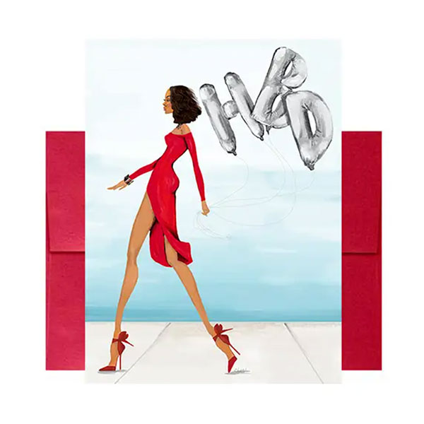 Red HBD Balloons Birthday Card