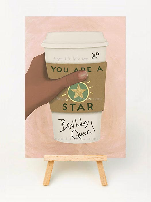 You're a Star Queen Birthday Greeting Card - African American, Black