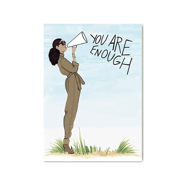 You Are Enough Greeting Card from Beyoutifully Brown featuring Multicultural and Black Artwork