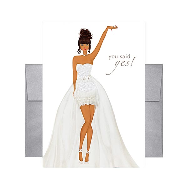 Wedding and Engagement Greeting Card, You Said Yes, from Beyoutifully Brown featuring multicultural and Black art