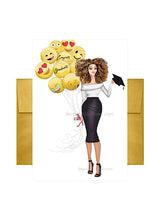 Graduation Emojis Card - Multicultural, African American