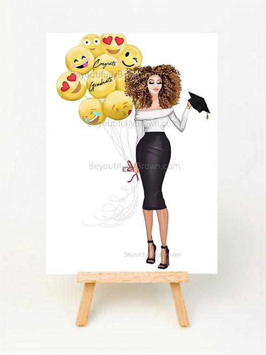 Graduation Emojis Greeting Card - Multicultural, African American