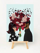 Multicultural, African American Heart Bouquet Valentine's Day Card