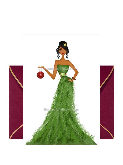 Holiday Style Multicultural, African American, Black Christmas Card