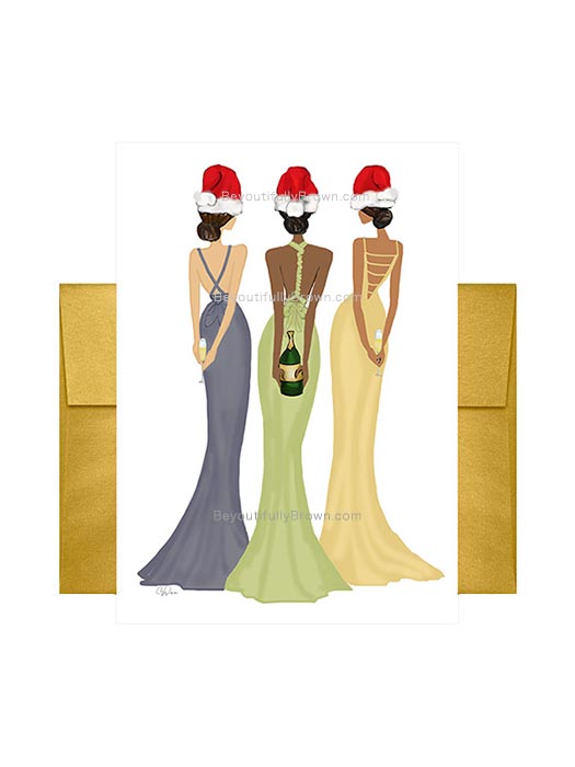 Holiday Toast Multicultural, African American, Black Christmas Card