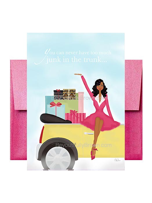 Multicultural, African American Birthday Greeting Card, Junk in Trunk