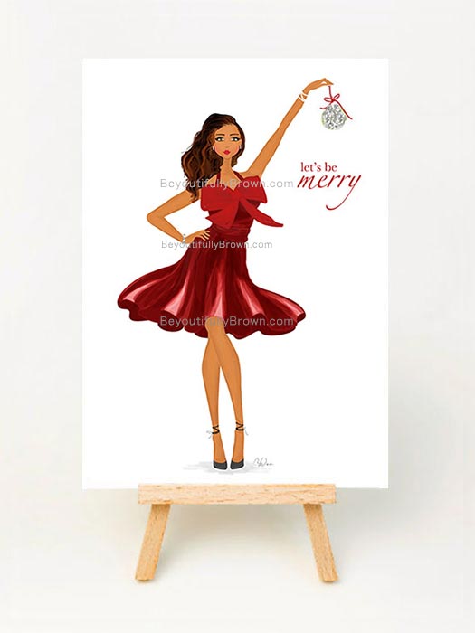 Let's Be Merry Multicultural, African American Christmas Holiday Card