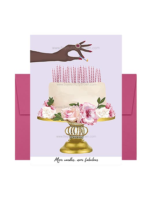Multicultural, African American, Black Birthday Card, More Candles More Fabulous