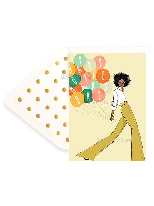 Mother's Day Balloons Greeting Card - Multicultural, African American, Black