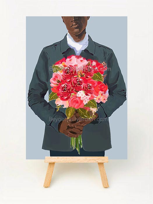 Multicultural, African American Black Greeting Card, Beautiful Bouquet